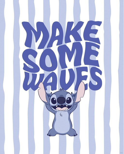 Komar Disney Lilo and Stitch Make Some Waves Paper Poster, Blau, Breite: 40 cm, Höhe: 50 cm - Bild 1
