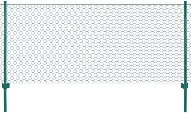 vidaXL Maschendrahtzaun mit Pfosten aus Stahl und PVC-Beschichtung, Grün, B: 25 m, H: 1 m - Bild 1