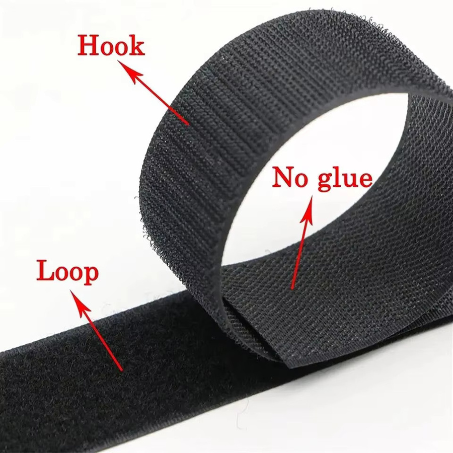 5 Meter Klettverschlussband zum Aufnähen, schwarzer Nylongewebestreifen für DIY-Projekte, Breite: 20 mm, 25 mm, 30 mm oder 50 mm - Bild 2
