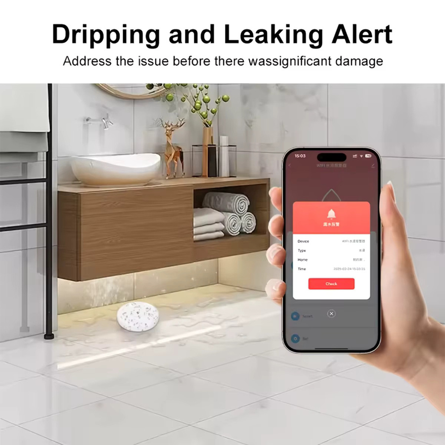 ZigBee 3.0 Smart-Wassersensor für Tuya und Smart Life App, Hochwasser-Leckage-Detektor mit Alarmfunktion, Farbe: Weiß, Zigbee-Gateway erforderlich - Bild 3