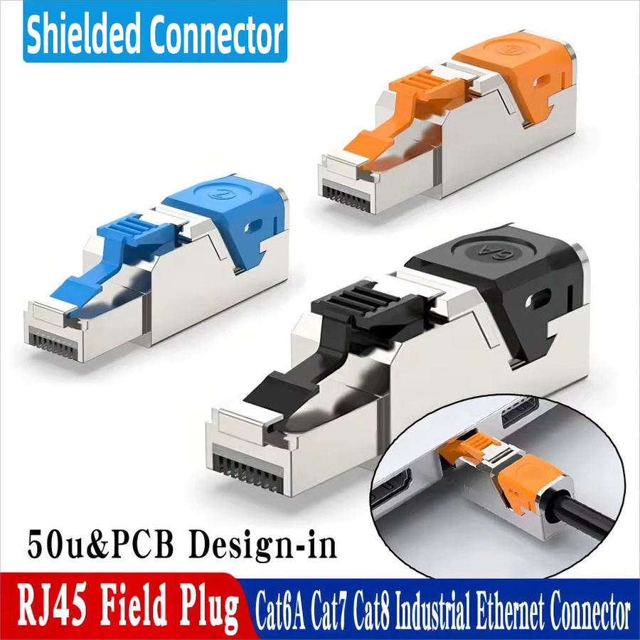 Vention RJ45 Ethernet LAN Steckverbinder Cat6 Cat6A Cat7 Cat8 Abgeschirmter Werkzeugfreier Feldstecker aus Metall-Druckguss in Silber - Bild 2