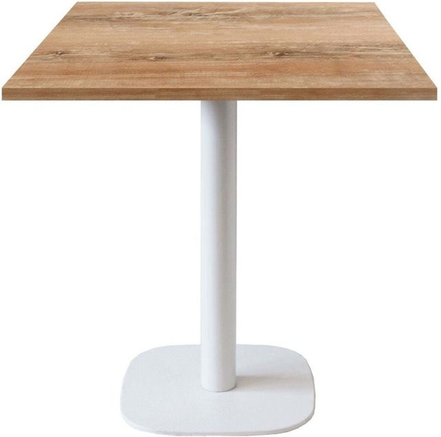 RestooTab Tisch Round quadratisch mit Eiche Antik Platte und weißem Gestell, B/T/H: 70 x 70 x 75 cm - Bild 1