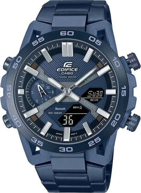 Casio Armbanduhr Edifice, Solar, Edelstahl, Blau, 48 mm, Herren - Bild 1