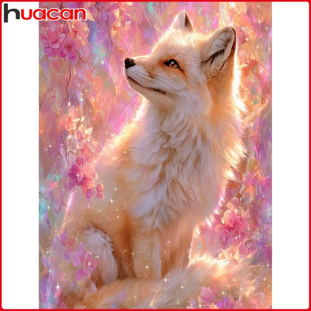 Huacan DIY Diamantmalerei-Set Fuchs mit Blumenmotiv in Multicolour, B/H: 30,0 x 20,0 cm - Bild 1