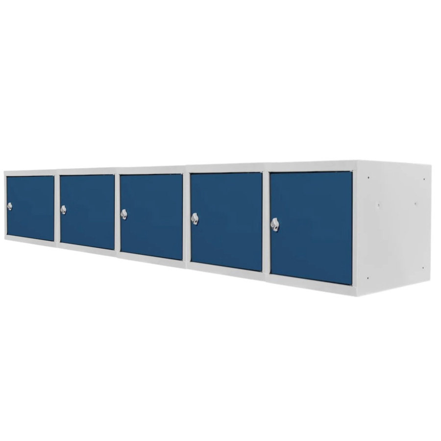 PROREGAL Blocky Schließfachwürfel Set aus 5 Stück mit Drehriegelschloss für Vorhängeschlösser, Farbe: Lichtgrau/Blau, B/T/H: 40 x 40 x 40 cm - Bild 2
