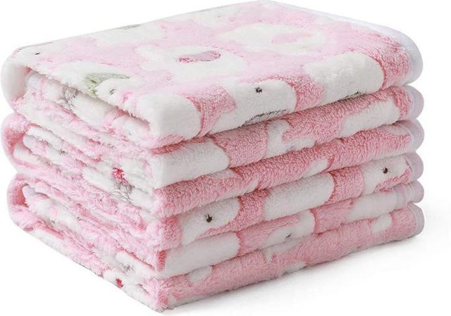 DHDH Hundebettmatte Flauschige Haustierdecke mit Pfoten- und Elefantenmuster in Pink - Bild 1