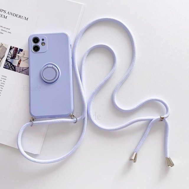 Xiaomi Umhängetasche Hülle für Redmi Note 14 Pro Plus 13 13C 12 Mi 14T 12T 10T 11T 13T mit Lanyard Kordel und magnetischem Ring in Lila - Bild 1