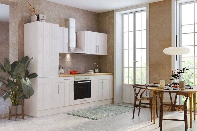 Respekta Küchenzeile Anton in Lärche und Wildeiche Nachbildung, Weiß matt, Landhausstil, B/H/T: 270 x 211 x 60 cm - Bild 2