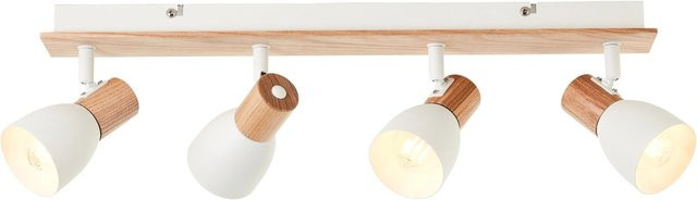Brilliant Spotbalken Daintree 4-flammig in Weiß und Natur aus Metall und Holz - Bild 1