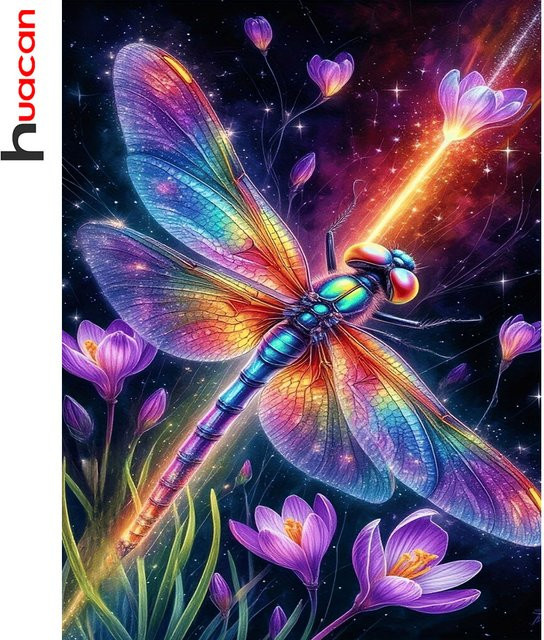 Huacan Diamant-Malerei Libelle als Mosaik-Tierbild in Multicolour, B/H: 30 x 20 cm - Bild 1