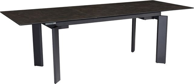Ausziehbarer Esstisch MALTA von KADIMA DESIGN in Schwarz mit Keramik-Glas in Marmoroptik, B/T/H: 180 x 95 x 77 cm (ausziehbar auf 240 cm) - Bild 1