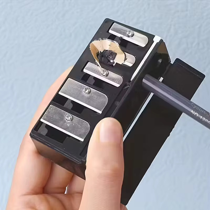 Manueller 5-Loch Make-up-Bleistiftspitzer für Augenbrauenstifte in Schwarz - Bild 1