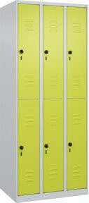 C+P Doppelstock-Spind Classic PLUS mit 3 Abteilen, Stahl, Lichtgrau und Clowngrün, H x B x T: 185 x 75 x 50 cm - Bild 1