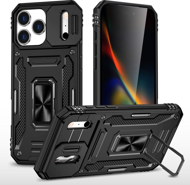 Stoßfeste Rüstungshülle von CYYWN mit Kameraobjektivschutz für iPhone 17 Pro Max, iPhone 17 Pro und iP Air in Schwarz - Bild 1