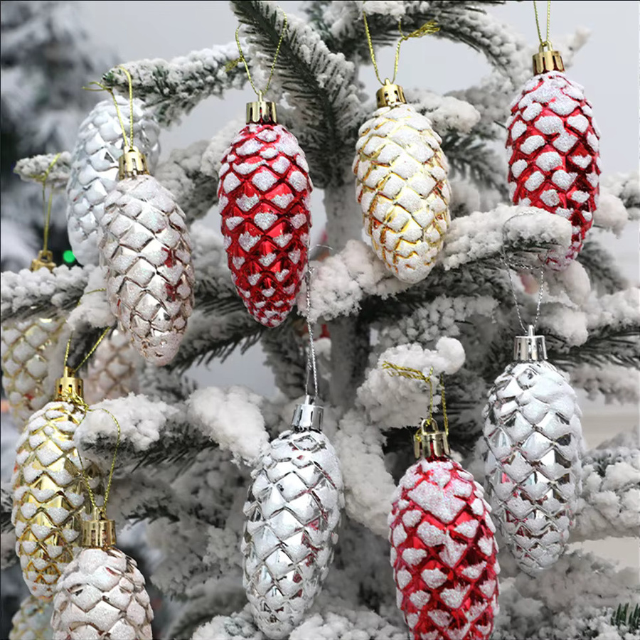 5 Stück WEIGAO Weihnachtsbaum Anhänger aus galvanisiertem Metall in Tannenzapfen-Optik als abstrakte Dekoration - Bild 2
