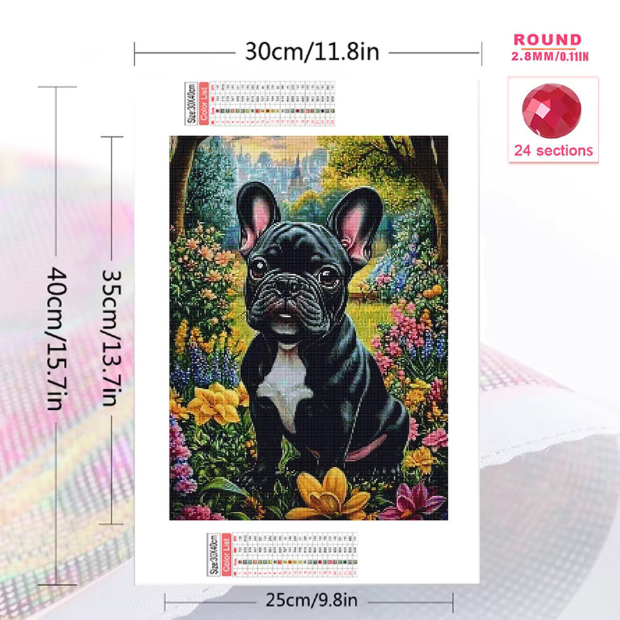 Momoart Hund Diamant-Stickerei DIY Mosaik-Set mit Blumen-Motiv in Mehrfarbig für Erwachsene - Bild 2