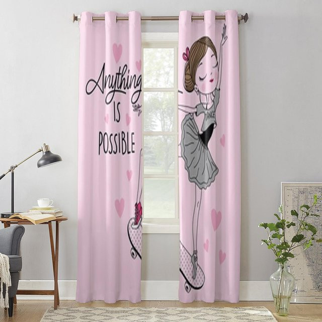 Ballett Tänzer Vorhang für Kinderzimmer und Wohnzimmer, Weiß, Breite: 135 cm, Höhe: 60 cm - Bild 1