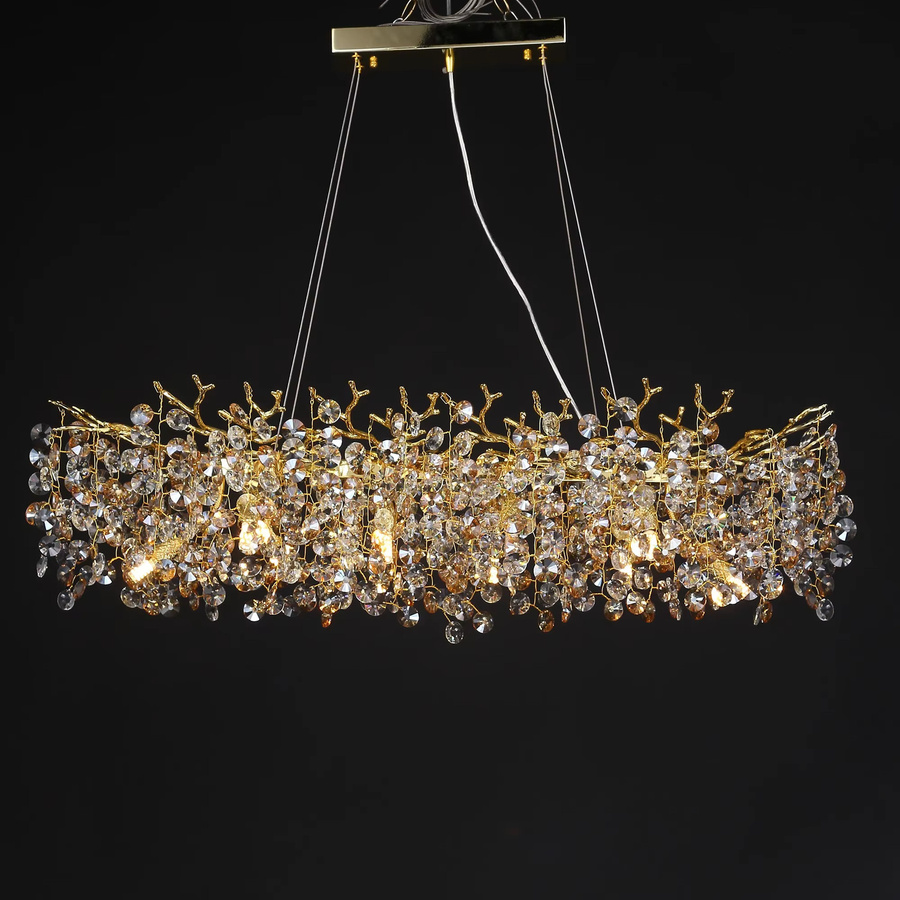 Artpad Kronleuchter mit Kristallen in Gold, Luxus Hängelampe für Esszimmer und Küche - Bild 4