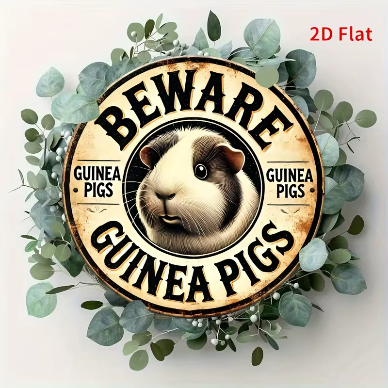Potdemiel Vintage Aluminium Rundschild Wanddekoration Meerschweinchen Design B: 20 cm, H: 20 cm, T: 0,1 cm, Mehrfarbig - Bild 5
