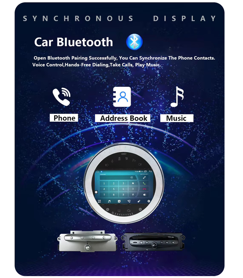 CHSTEK Android 14 Autoradio mit Carplay für BMW Mini Cooper R56 R55 R57 R58 S Clubman Clubvan in Schwarz mit GPS, WIFI und Bluetooth - Bild 3