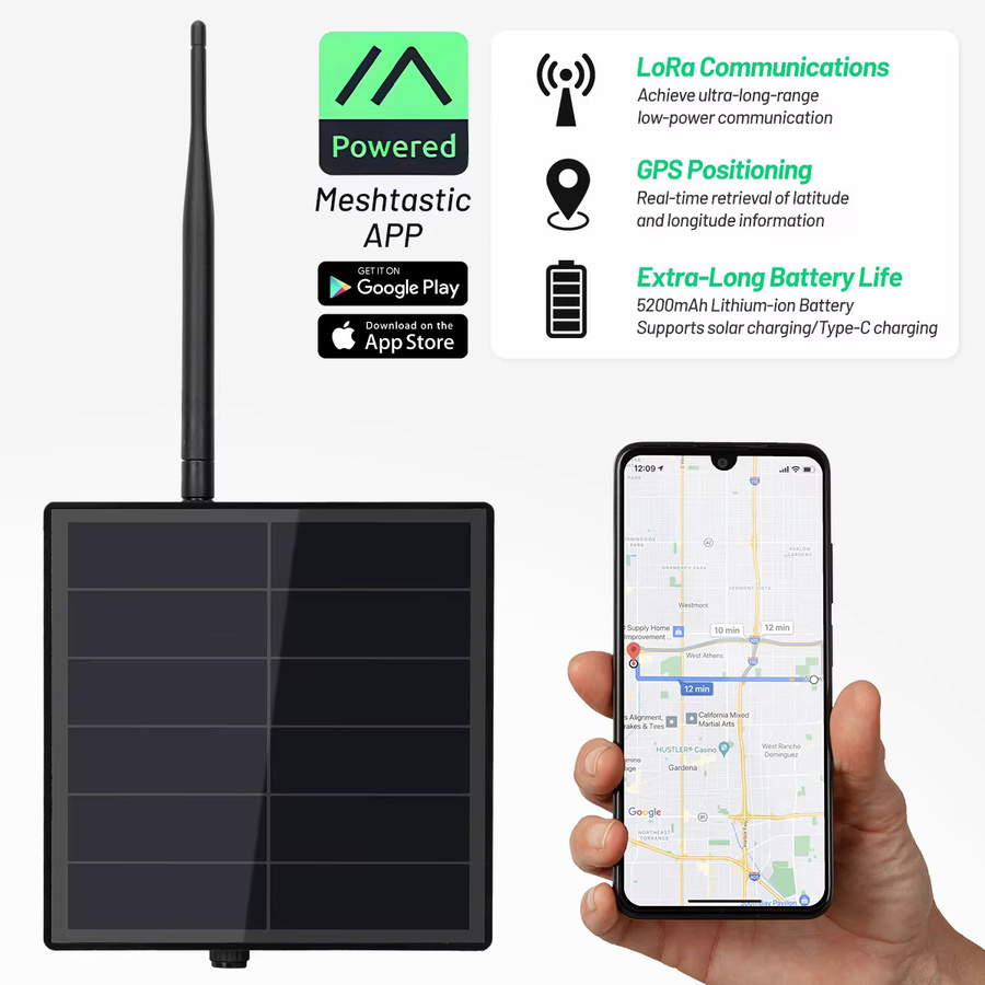 Heltec Meshtasic Solarbetriebenes ESP32 LoRa 32V4 Modul mit GPS, WiFi und Bluetooth in Schwarz - Bild 2