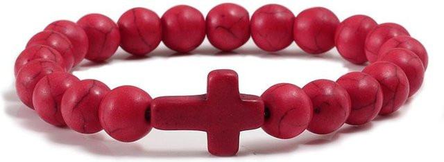 Armband Fashion Maker 2, Jesus Kreuz, Naturstein, Blau, Schwarz, Unisex - Bild 1