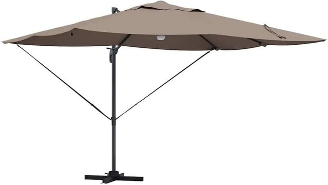 vidaXL Ampelschirm Roma in Taupe und Schwarz aus Aluminium und Polyester, B/T/H: 352 x 251 x 265 cm - Bild 1