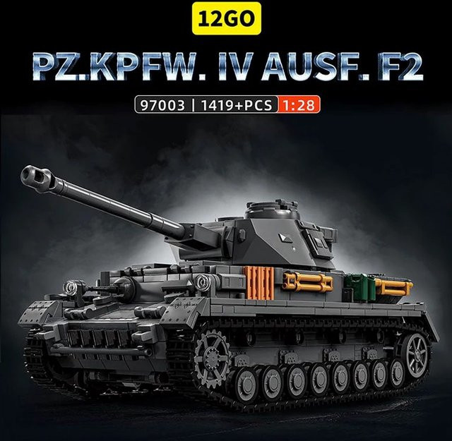 barweer WW2 Militär PzKpfw IV Ausf. F2 Panzer, Building Set, 1419 Teile, ab 6 Jahre - Bild 1