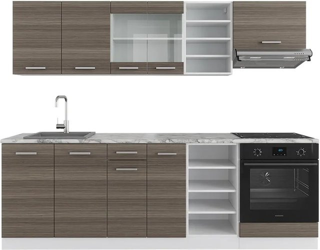 Vicco Küchenzeile R-Line Einbauküche in Weiß und Edelgrau, Breite: 240 cm - Bild 2