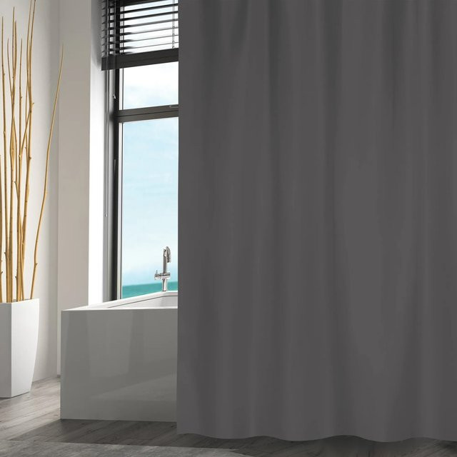MSV Duschvorhang aus Polyester in Anthrazit, wasserdicht und schimmelresistent, B: 180 cm, H: 200 cm - Bild 1