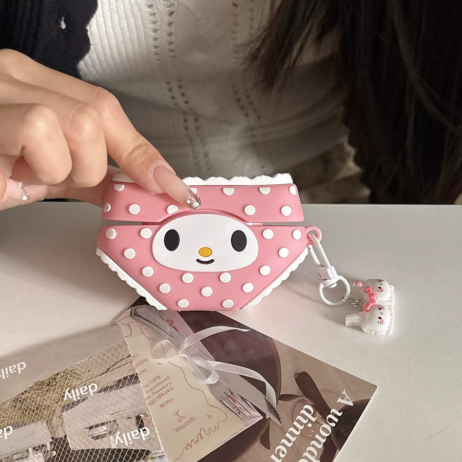Rosa Silikonhülle mit Unterwäsche-Motiv für Apple AirPods 4, Pro 3 und Pro 2 im Melody Cartoon Design - Bild 2