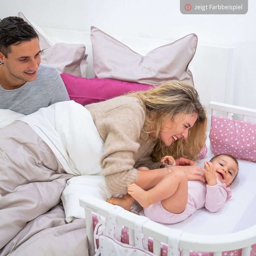 Babybay Spannbetttuch Deluxe aus Jersey für Beistellbett Original, Farbe: Zartgrau, B: 89 cm, T: 50 cm - Bild 2