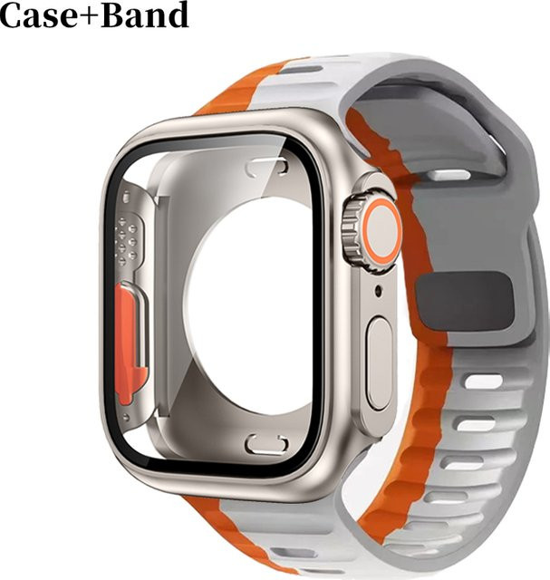 HUBANDE Silikonarmband + Hülle für Apple Watch, Silber, Unisex - Bild 1