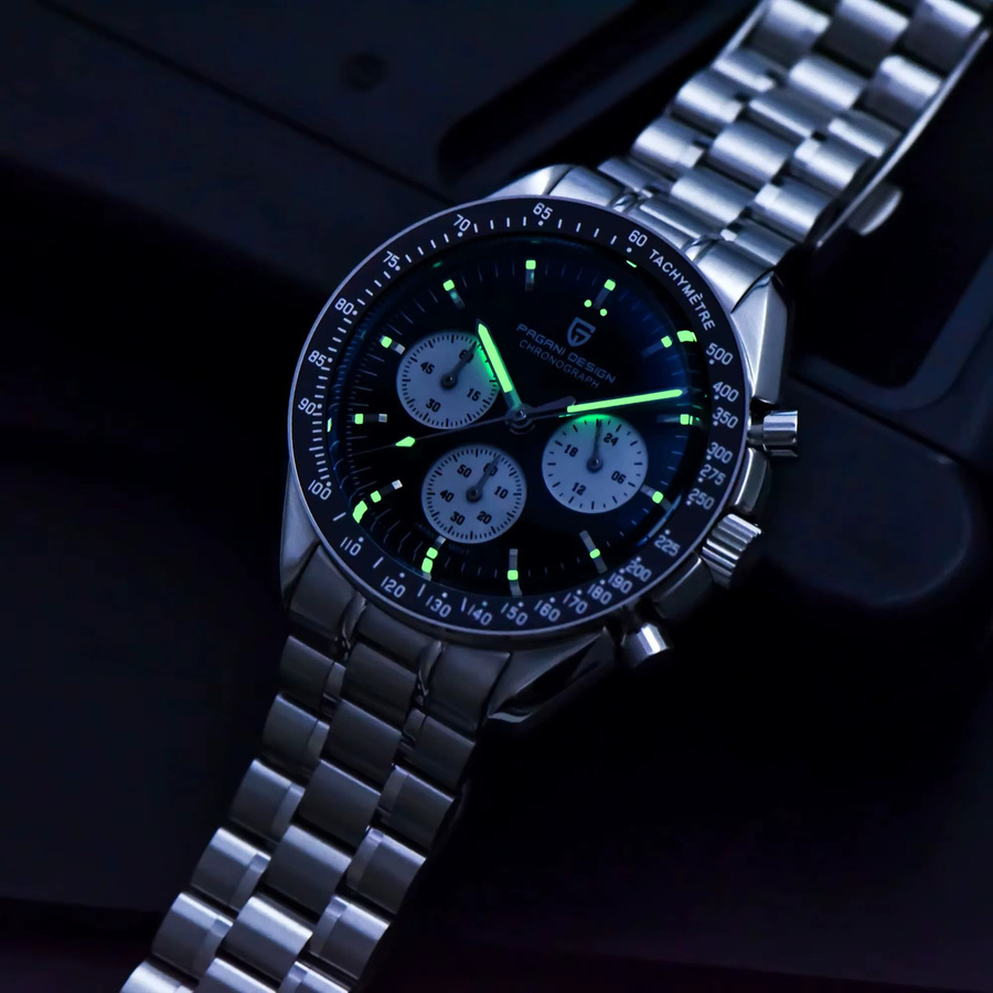 PAGANI DESIGN Armbanduhr, Chronograph, Quarz, Edelstahl, Weiß, Herren - Bild 6