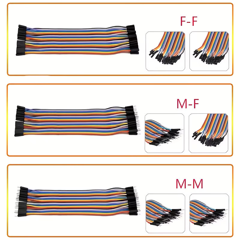 AOKIN Dupont Kabel Jumper Wire Kit 40-Pin Stecker-Buchse 24AWG Mehrfarbig für DIY Breadboard - Bild 2