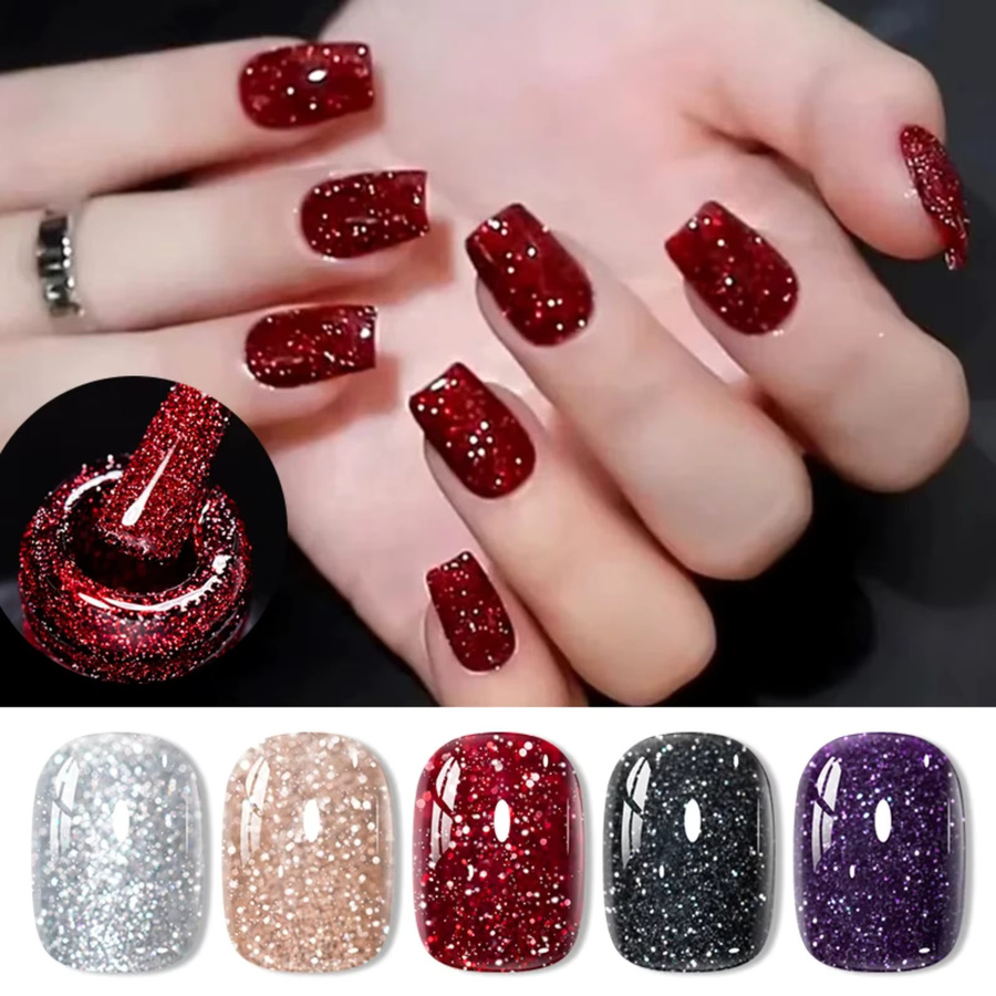 MSRUIOO Glitter Gel Nagellack Set, 8 Stück, Reflektierend, Glänzend - Bild 3