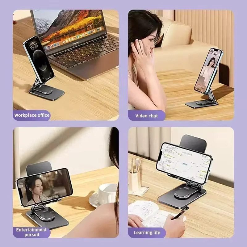 Opansten Faltbarer Handy Halter und Tablet Ständer aus Metall mit 360 Grad Rotation in Schwarz - Bild 5