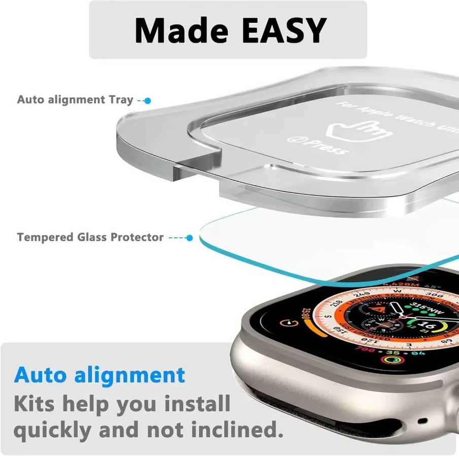 BAPPSUS Displayschutzfolie aus gehärtetem Glas für Apple Watch Ultra 2 und Ultra 3 (49 mm), transparent - Bild 5