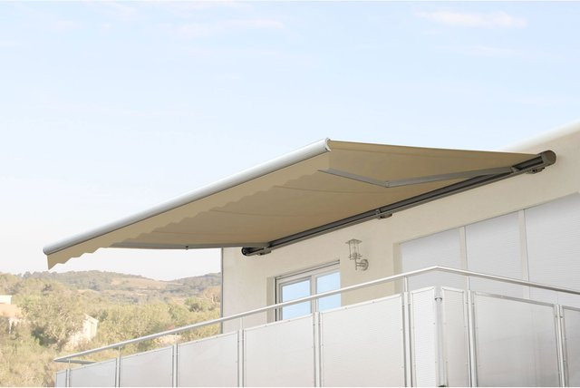Elektrische Kassetten-Markise MCW H123 mit Volant, Farbe Creme, B/T: 4,5 x 3 m - Bild 1