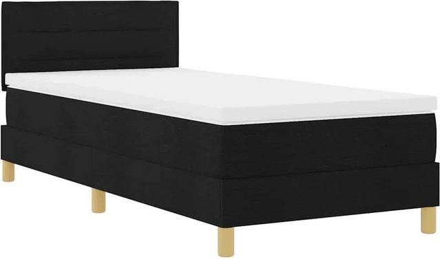 vidaXL LED Boxspringbett mit Matratze Schwarz B/T/H: 80 x 200 x 83 cm mit USB-Ladeport und Unterbettbeleuchtung - Bild 1