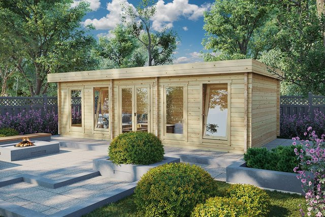 Gartenhaus Hansa A in 8x4m als geräumiger Hobbyraum oder Tischtennisraum mit wandhohen Fenstern - Bild 1