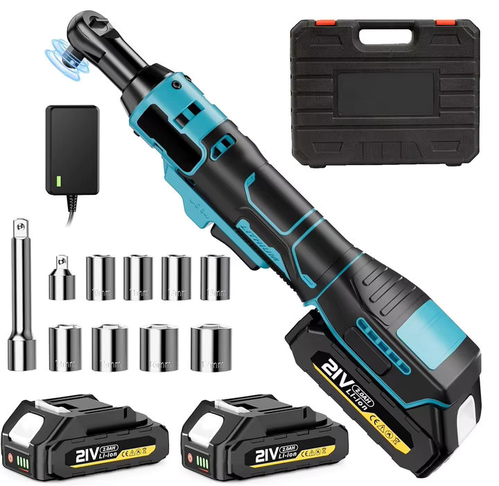 Betuyoo 21V Akku-Ratschenschlüssel-Set in Blau mit 100Nm Hochdrehmoment, 3/8 Zoll, Bürstenmotor, 2 Akkus und 8 CR-V Steckschlüsseln mit LED-Licht - Bild 5