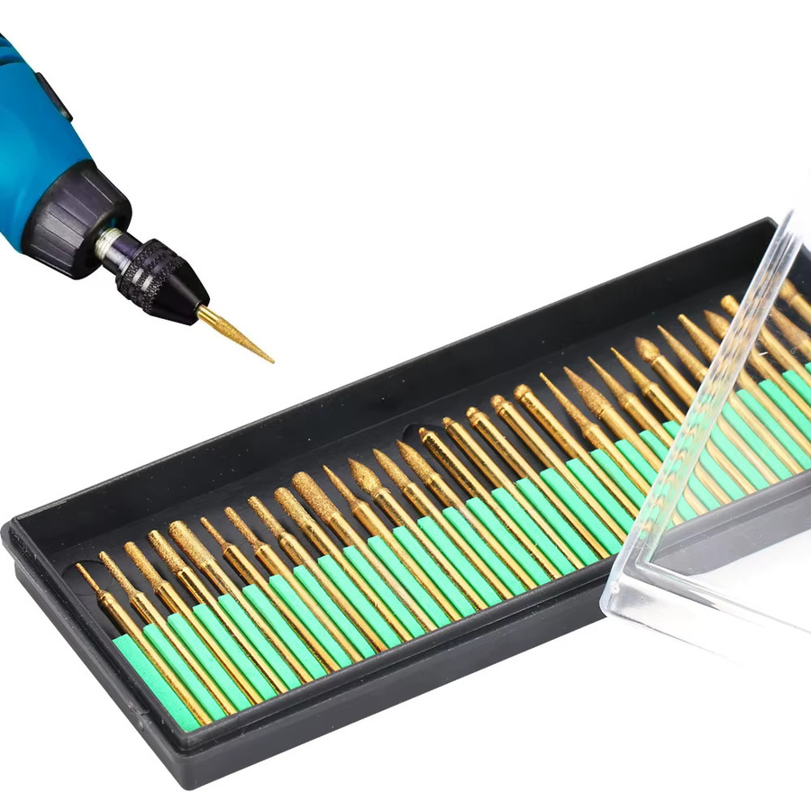 CMCP 30-teiliges Diamantbohrer-Set mit Tianumbeschichtung, Schleifgratnadel und 3 mm Schaft für Dremel Elektroschleifer und Schleifwerkzeuge - Bild 6