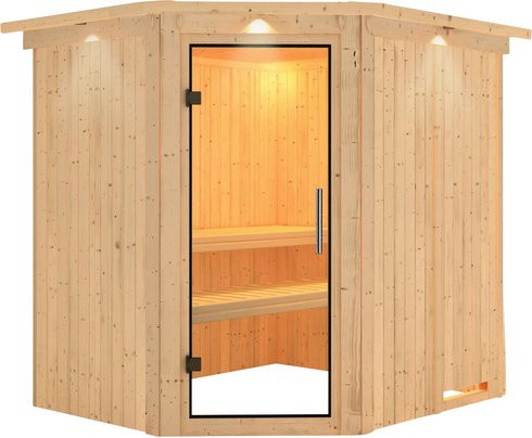 Karibu Sauna Maardu für 3 Personen aus Fichte in Beige, B/T/H: 202 x 184 x 210 cm - Bild 1