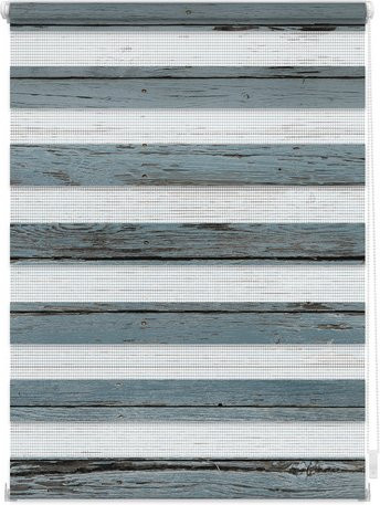 Lichtblick Duo-Rollo Klemmfix Day & Night in Petrol Blau mit Bretter-Vintage Design, Breite: 70 cm, Breite: 150 cm - Bild 1
