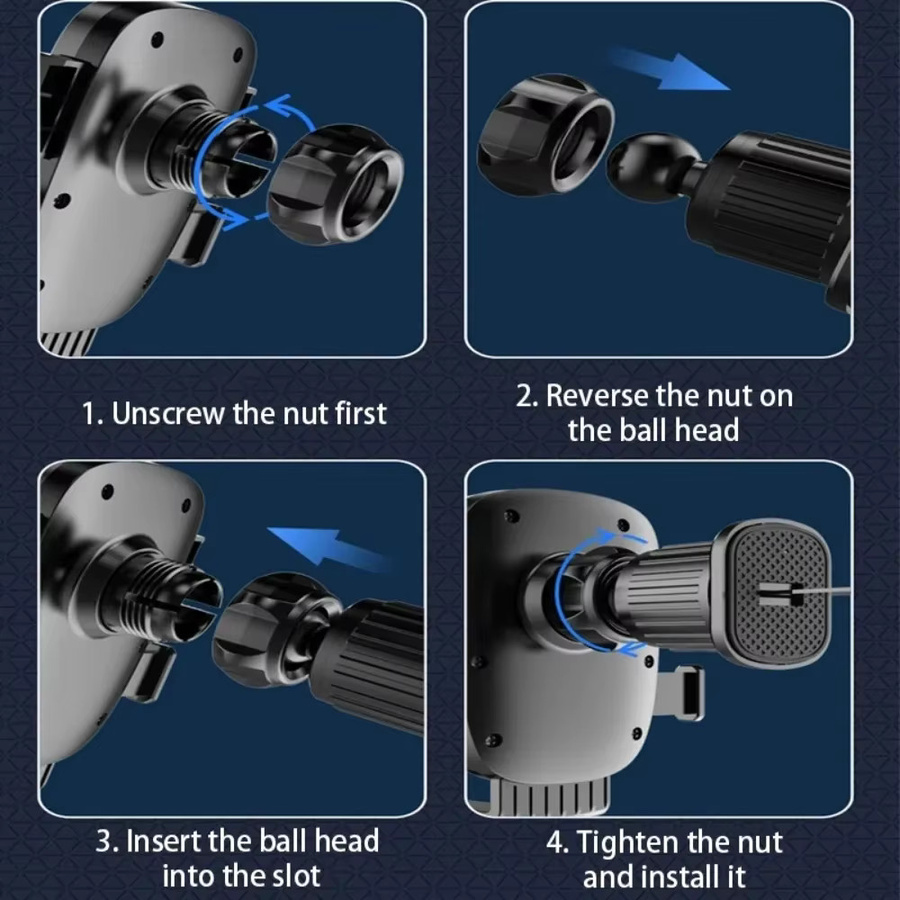 Ersatz-Kugelkopf-Basis mit 17mm Clip für magnetische Auto-Handyhalterungen, Schwarz - Bild 4