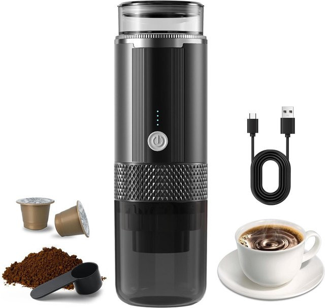 Tragbare elektrische Espressomaschine von mfySpace, kabellos und wiederaufladbar, Schwarz - Bild 1