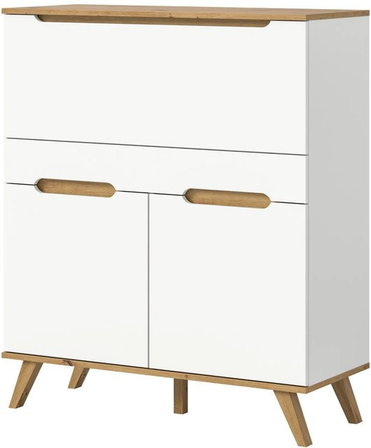 Inn.Furn Sekretär Hygge im skandinavischen Design in Weiß und Eiche, B/T/H: 100 x 40 x 118 cm - Bild 1