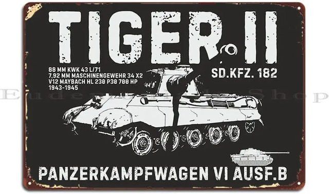 CIFBUY Metallschild Tiger II Panzer Wanddekoration aus Metall - Bild 1