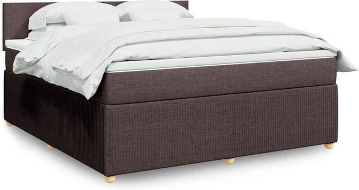 Vidaxl Boxspringbett mit Matratze in Braun und Weiß aus Stoff und Holzwerkstoff, B/T/H: 180 x 200 x 100,5 cm - Bild 1